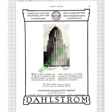 Ohio Bell Telephone Co Cleveland Dahlstrom Metallic Door New York -1926 Advert