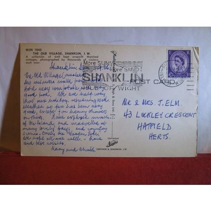 THE OLD VILLAGE, SHANKLIN, ISLE OF WIGHT used vintage postcard by Nigh 1966 pm =