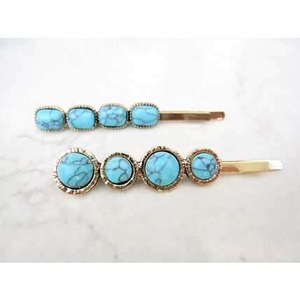 Gold metal and turquoise stone retro bohemian hair stick bobby pin