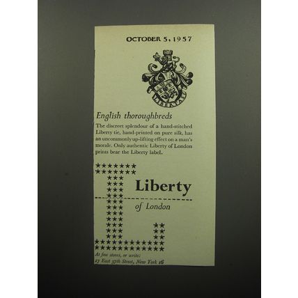 1957 Liberty of London Ad - English Thoroughbreds