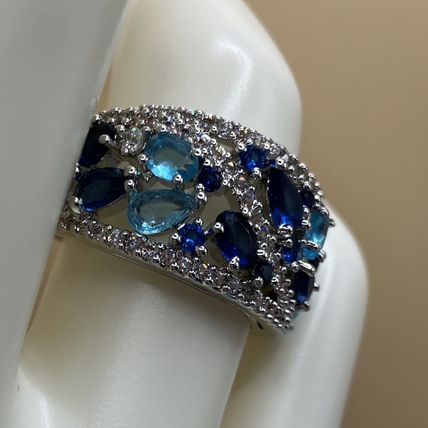 Ring Elegant Blue Aquamarine Tones Zirconia #781