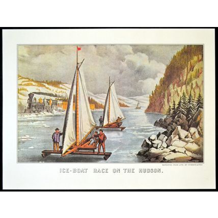 ICE-BOAT RACE ON THE HUDSON 1952 Nathaniel Currier - James Merritt Ives PRINT