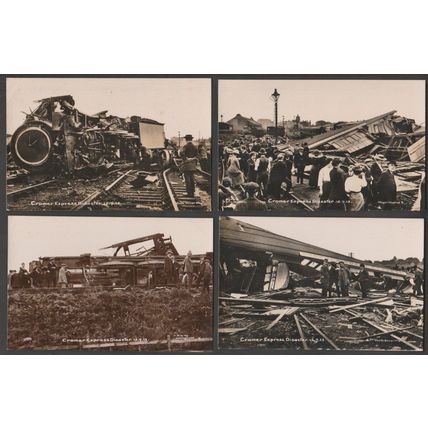 Cromer Express Disaster, Colchester, Essex, 1913 - Four Cullingford RP Postcards