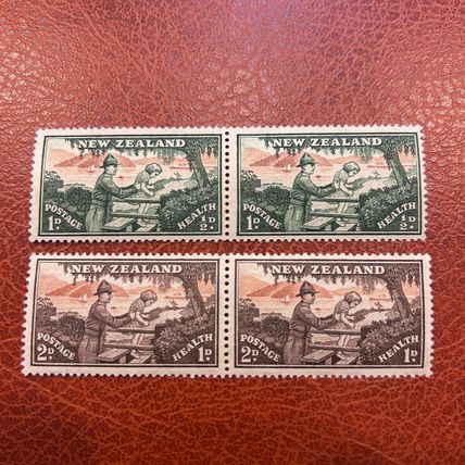 NEW ZEALAND stamps 1946 SG 678 679 Health Stamps Soldier helps girl MNH mint SET