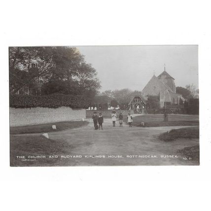 The Church And Rudyard Kippling's House, Rottingdean, Sussex, RP Postcard.