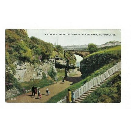 Entrance From The Sands, Roker Park, Sunderland, County Durham, Postcard.