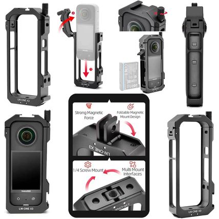 Aluminum Frame Cage Sticky Lens Guard Set Screen Protector for Insta360 X3 X 3 A