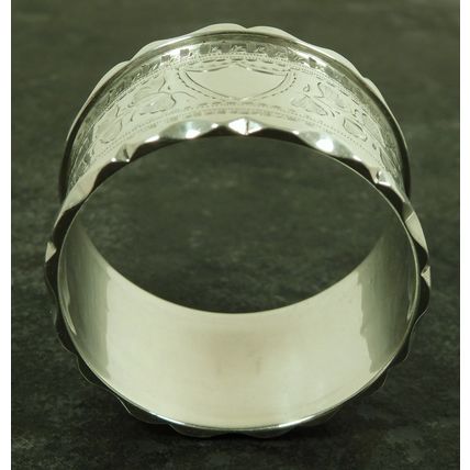 Victorian Hand Chased Solid Sterling Silver Napkin Ring By T Hayes 1892 Antique