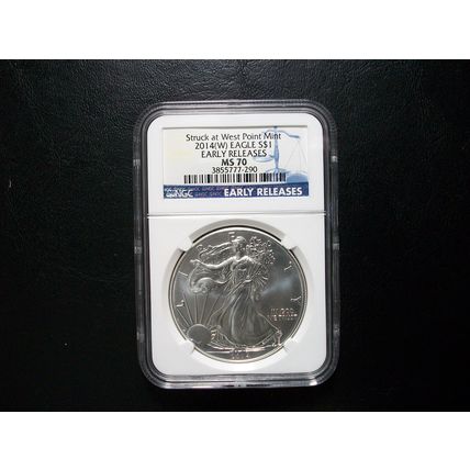 2014(W) NGC Silver Eagle Early Releases Struck at West Point Mint MS70