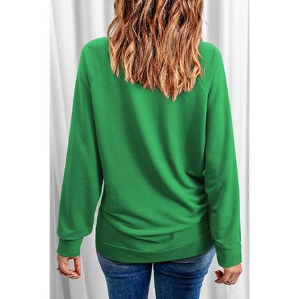 Green Merry & Bright Sequin Pattern Raglan Sleeve Sweatshirt