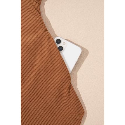 Cinnamon Corduroy Flap Pocket Button Up Round Hem Shacket
