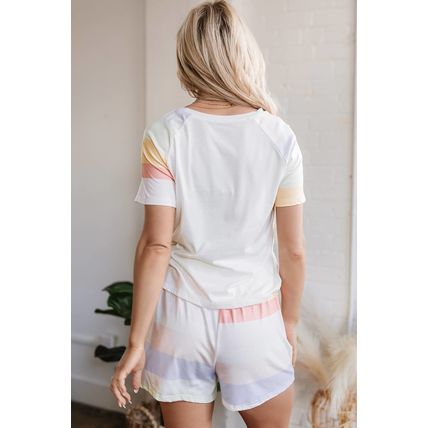 White Pumpkin Graphic Rainbow Rush Shift Tee and Short Loungewear