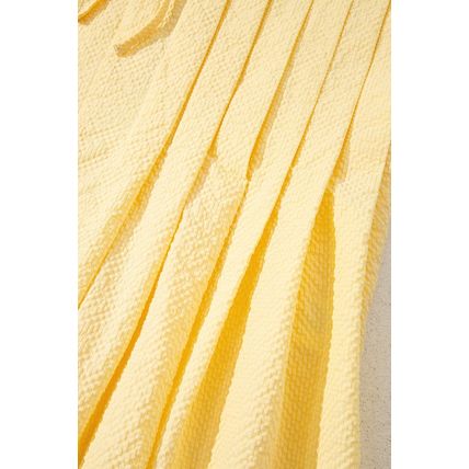 Yellow Cream Bow Tie Notched Neck Pleated Tank Top