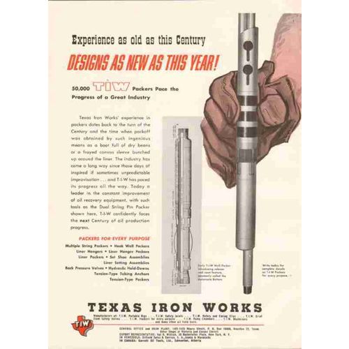 texas iron works 1959 petroleum oil well drilling packers vintage ad