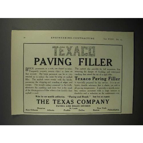 1911 Texaco Paving Filler Ad!