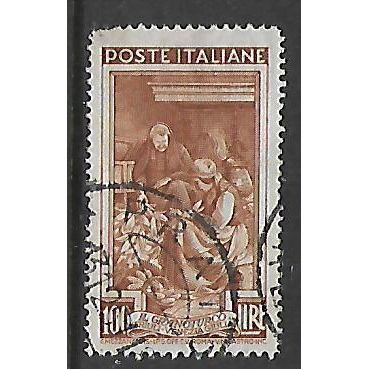 ITALY 1950 ITALY WORKERS 100L BROWN WOMAN HANDLING MAIZE SG777 FINE USED#2