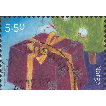 NORWAY, CHRISTMAS, Wrapped present, blue & mauve 2003, 5.50Kr