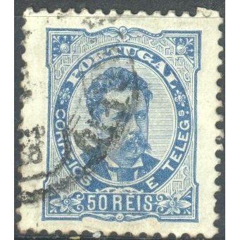 Portugal (Azores) 1882 - 50res dark blue - King Luis 1 - used