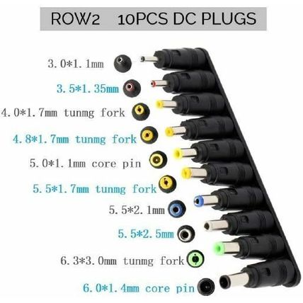 34pcs Universal DC Connector Plugs - 5.5x2.1mm Female Base - Fit for HP, Dell,