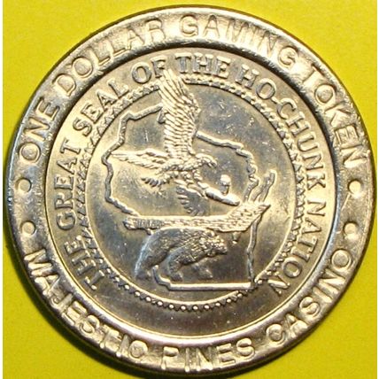 Majestic Pines. $1 Casino Token. Black River Falls, WI. R12.