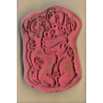 Bear Hug Wood Mounted Rubber Stamp. App 3.5x5.25cm. Stamping Crafts