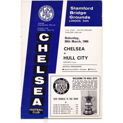 CHELSEA v HULL CITY FA CUP 6TH ROUND 1965/66