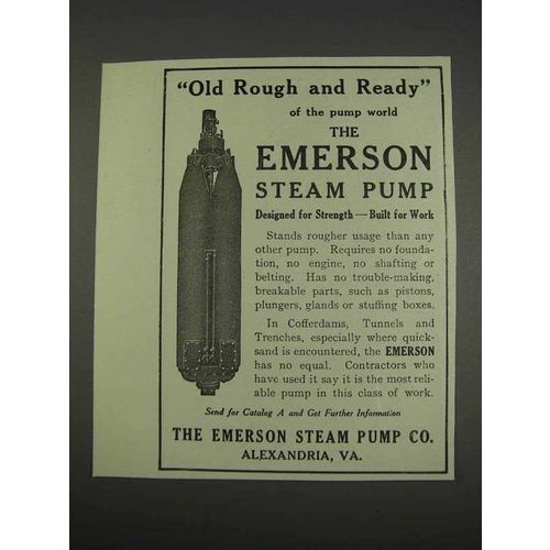 1911 The Emerson Steam Pump Ad - Rough and Ready