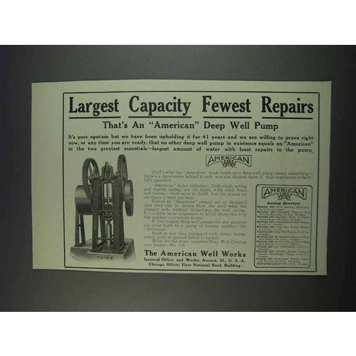 1911 The American Well Works Ad - Largest Capacity