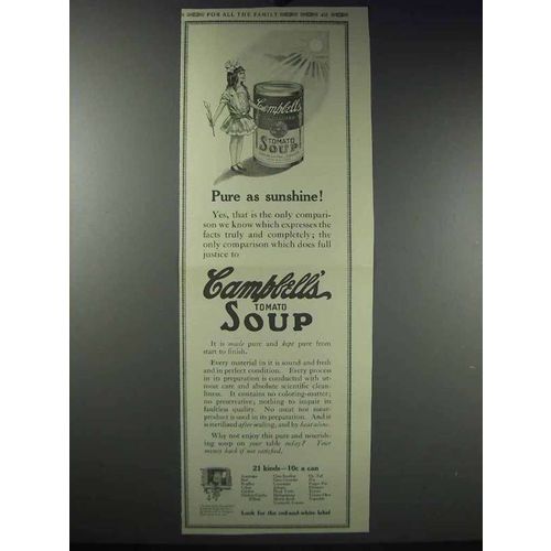 1913 Campbell's Tomato Soup Ad - Pure as Sunshine
