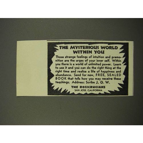 1949 The Rosicrucians Ad - Mysterious World Within You