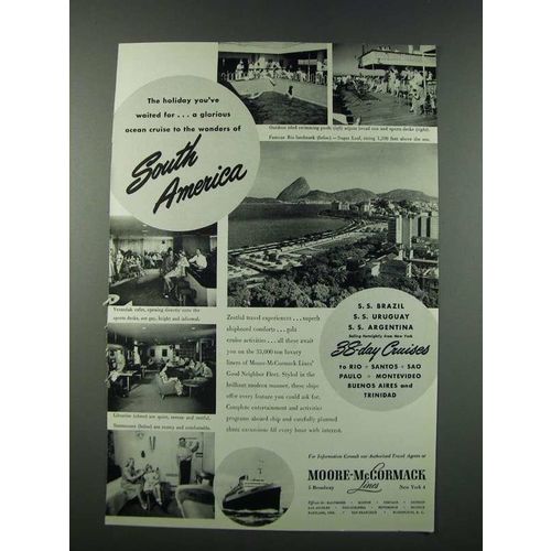 1949 Moore-McCormack Lines Cruise Ad - South America