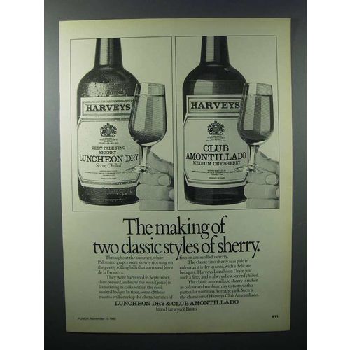 1980 Harvey's Luncheon Dry & Club Amontillado Sherry Ad