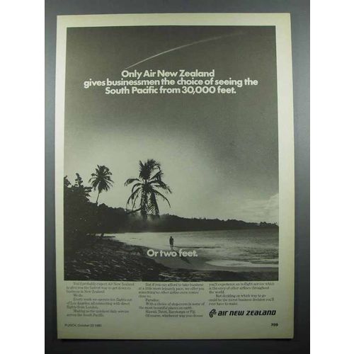 1980 Air New Zealand Ad - South Pacific 30,000 Feet