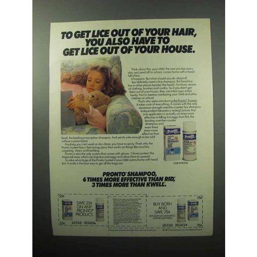 1987 Pronto Shampoo Ad - Get Lice Out of Your Hair