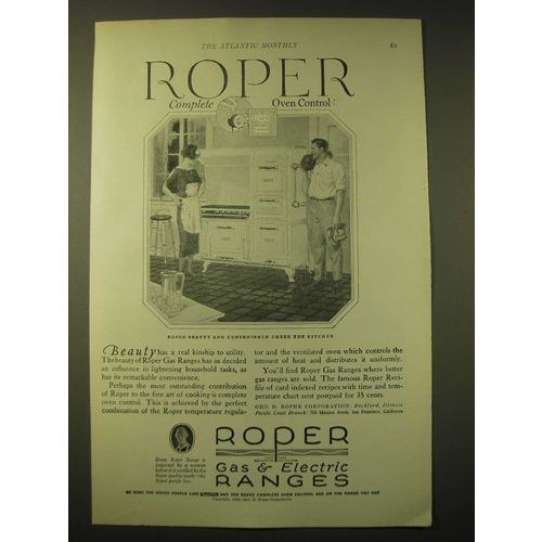 1924 Roper Gas & Electric Ranges Ad - Beauty has a real kinship to utility