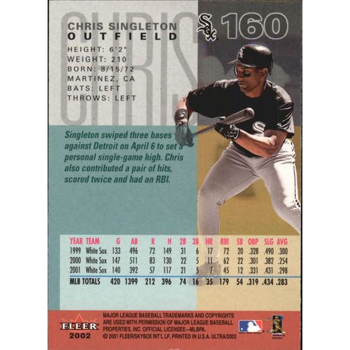 2002 Ultra Baseball Chris Singleton #160