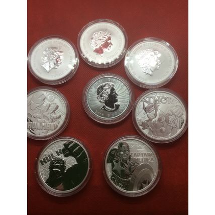 Superman & Marvel Silver$.Hulk,Cpt. America, IronMan, Blk Panther,Thor,Venom