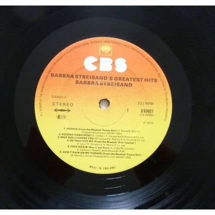 2 BARBRA STREISAND VINYL LPs - GREATEST HITS & GREATEST HITS VOLUME 2