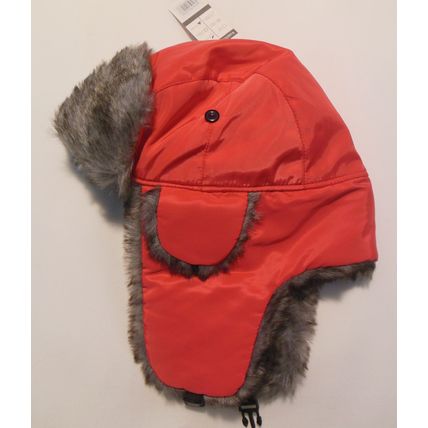 Light Red Unisex Winter Hat Ear Flap Winter Activities Shiny One Size