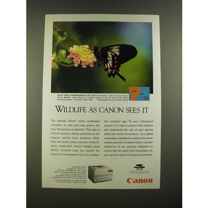 1995 Canon LBP-1260 Laser Printer Ad - Harris' Mimic Swallowtail