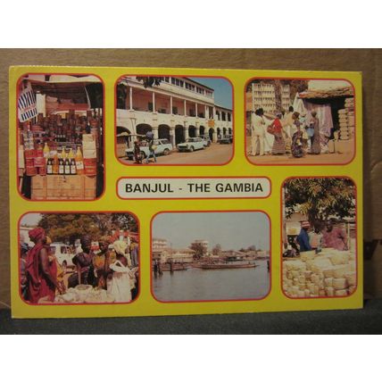 multview, BANJUL, THE GAMBIA used postcard Disney stamp =