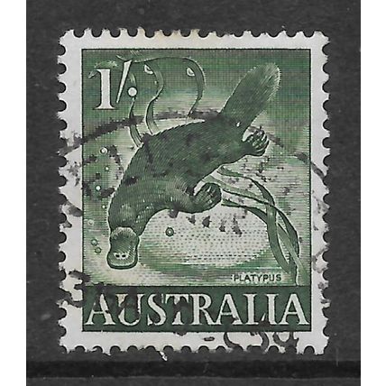 AUSTRALIA 1959 1s PLATYPUS DEEP GREEN SG 320 FINE USED#