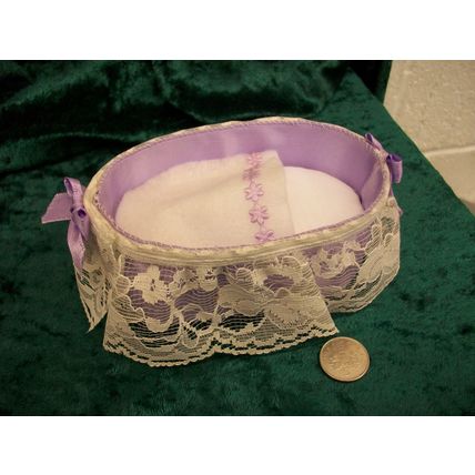Lavender Lacy Crib with Cream Lace 1:12th scale miniature