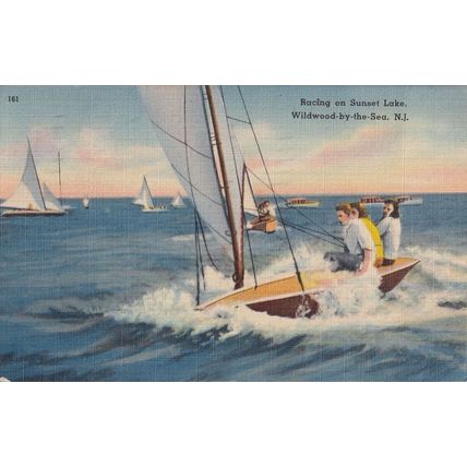 Wildwood By The Sea Sailing USA Boat New Jersey WW2 Postcard