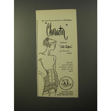 1954 Character Style 117 Corset Ad - The most treasured name in Corsetry