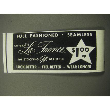 1957 La France Stockings Ad - Full fashioned Seamless