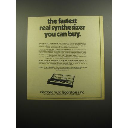 1974 Electronic Music Laboratories EML 500 Synthesizer Advertisement