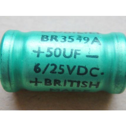 Dubilier 50µF 25V Electrolytic Capacitor. New Old Stock 1960s. Valve Amplifier ?