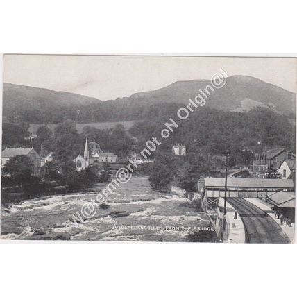 PPC Railway Station and River Dee Llangollen Denbighshire Wales c1920