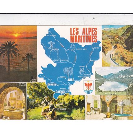 Alpes Maritimes France Multiview Postcard posted 1988 VGC